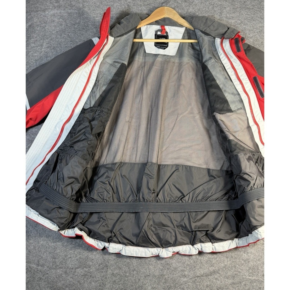The North Face Mens Hooded Jacket Red Gray Reflective Zip Outdoor Winter - Picture 5 of 9